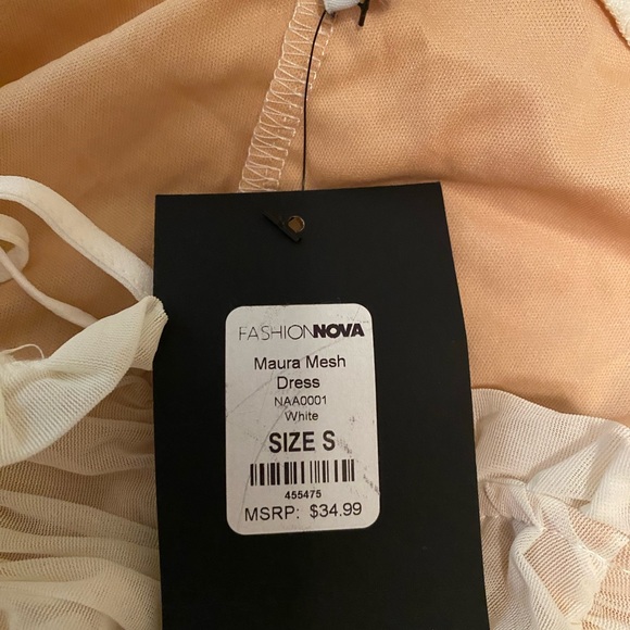 Fashion nova cream front lace up ruched dress size small - Picture 8 of 10